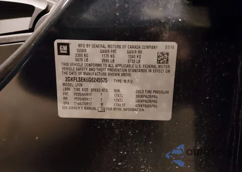 2016 GMC Terrain Sle-1 from USA, damaged, VIN 2GKFLSEK6G6245575